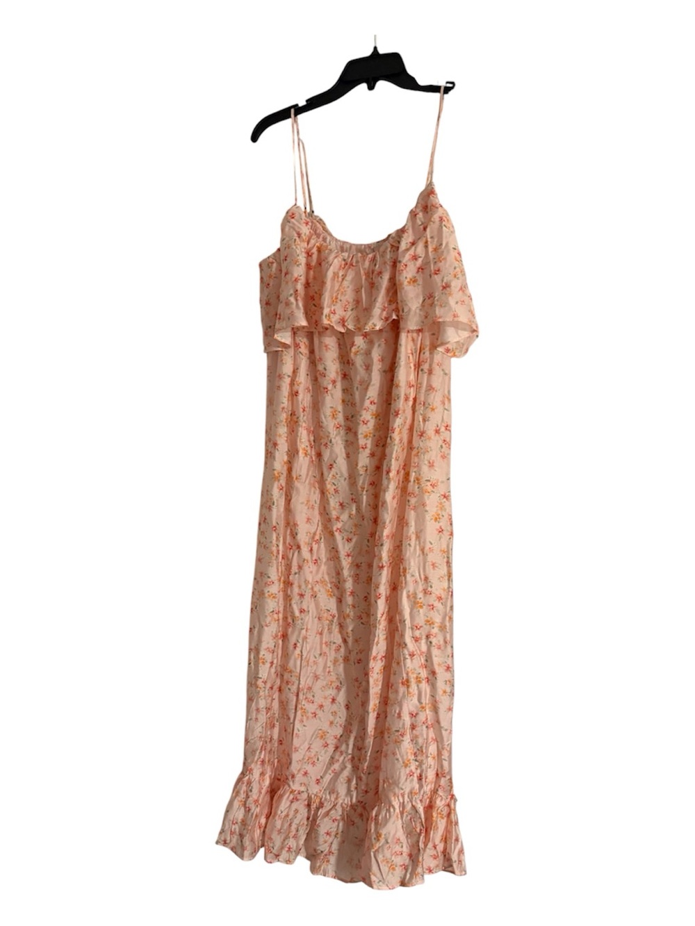 H&M Peach Floral Maxi Dress with Ruffle Trim